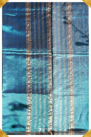 Hema Mangalagiri Handloom Blue Silk-Cotton Saree - Seven Sarees - Saree - Seven Sarees