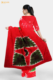 I Spies Madurai Red and Green Pure Cotton Sungudi Saree - Seven Sarees - Saree - Seven Sarees