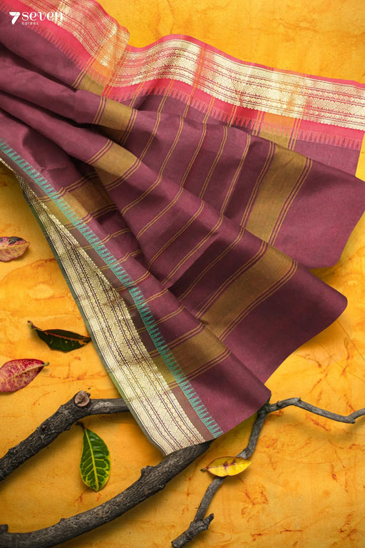 Kaanthal Madurai Brown Pure Cotton Saree - Seven Sarees - Saree - Seven Sarees