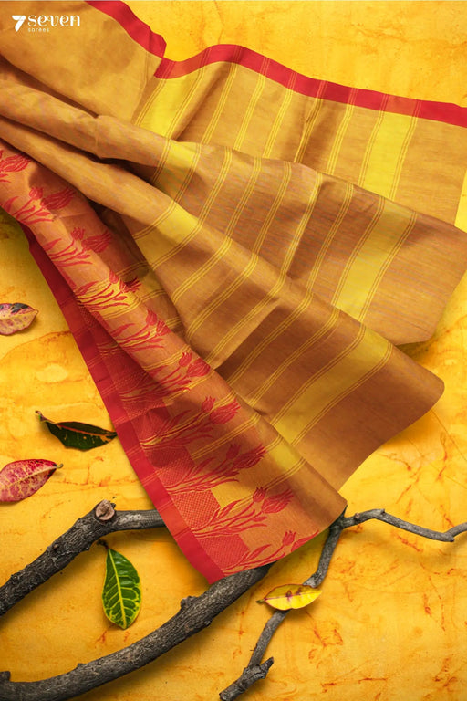 Kaavadiaatam Madurai Orange Pure Cotton Saree - Seven Sarees - Saree - Seven Sarees