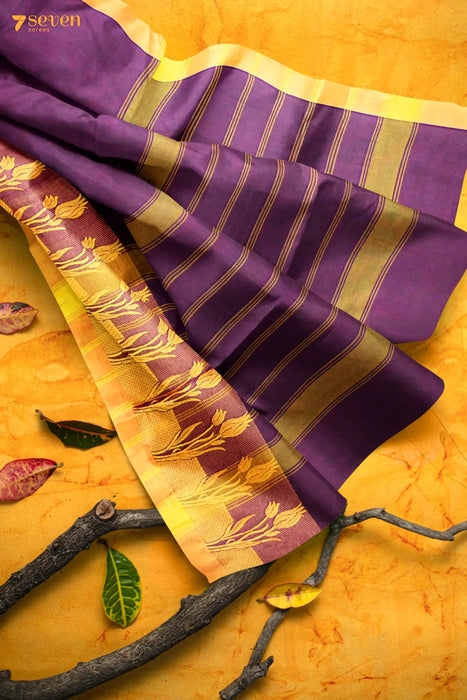 Karagaatam Madurai Purple Pure Cotton Saree - Seven Sarees - Saree - Seven Sarees