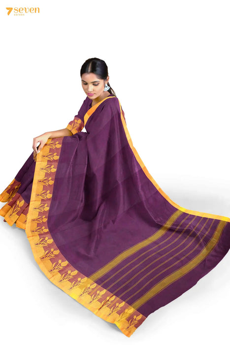 Karagaatam Madurai Purple Pure Cotton Saree - Seven Sarees - Saree - Seven Sarees