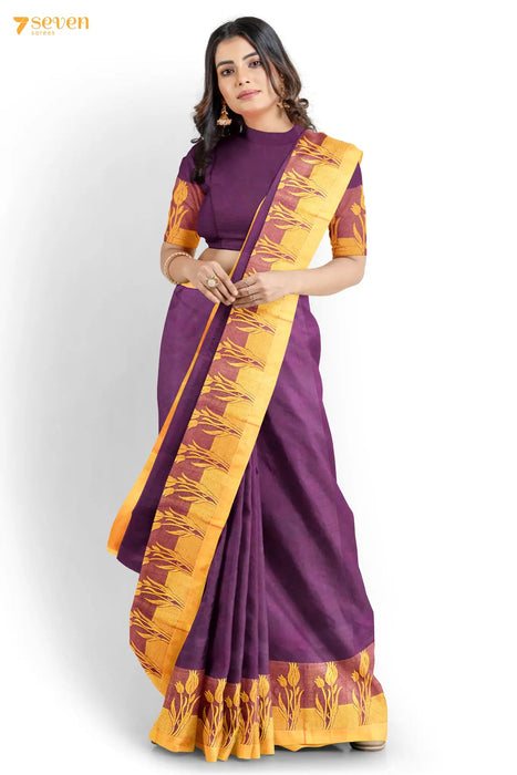 Karagaatam Madurai Purple Pure Cotton Saree - Seven Sarees - Saree - Seven Sarees