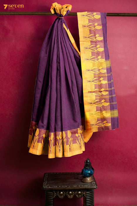 Karagaatam Madurai Purple Pure Cotton Saree - Seven Sarees - Saree - Seven Sarees