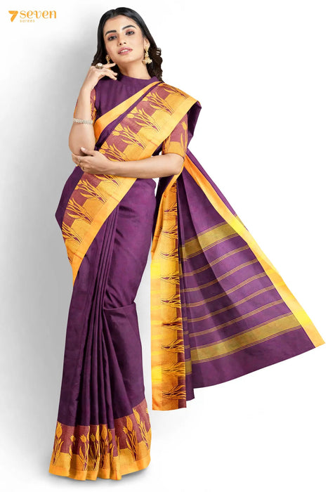 Karagaatam Madurai Purple Pure Cotton Saree - Seven Sarees - Saree - Seven Sarees