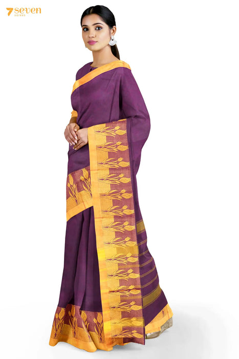 Karagaatam Madurai Purple Pure Cotton Saree - Seven Sarees - Saree - Seven Sarees