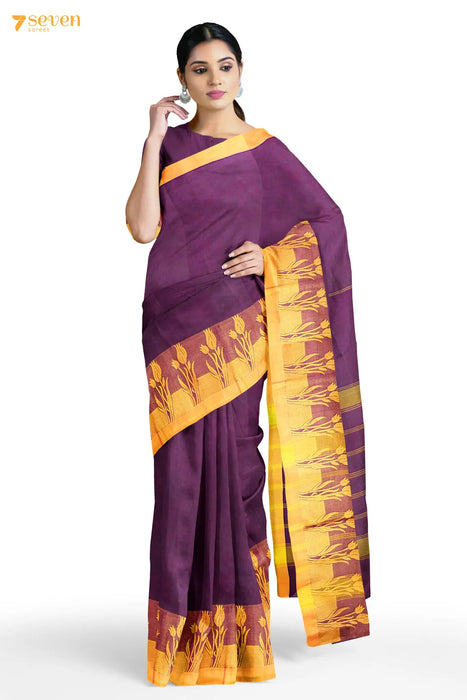 Karagaatam Madurai Purple Pure Cotton Saree - Seven Sarees - Saree - Seven Sarees