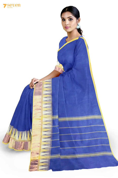 Karuvilam Madurai Blue Pure Cotton Saree - Seven Sarees - Saree - Seven Sarees
