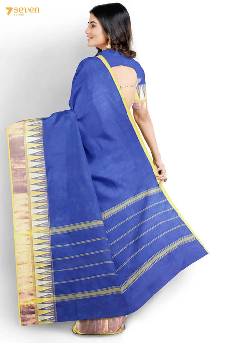 Karuvilam Madurai Blue Pure Cotton Saree - Seven Sarees - Saree - Seven Sarees