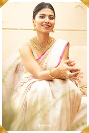 Kashi Benaras Off White Pure Silk Saree | Silk Mark Certified - Seven Sarees - Saree - Seven Sarees