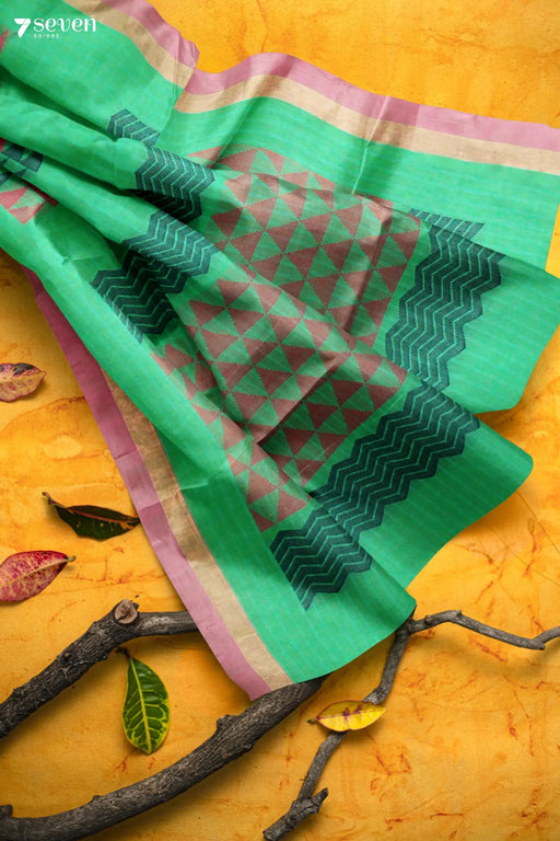 Kovil Gopuram Madurai Green Pure Cotton Saree - Seven Sarees - Saree - Seven Sarees