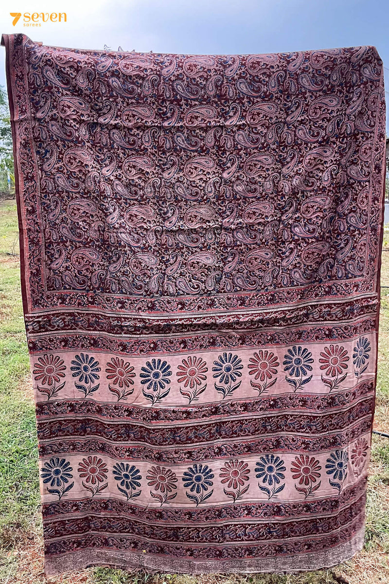 Kusuma Hand Block Kalamkari 100% Soft Cotton saree - Seven Sarees - Saree - Seven Sarees