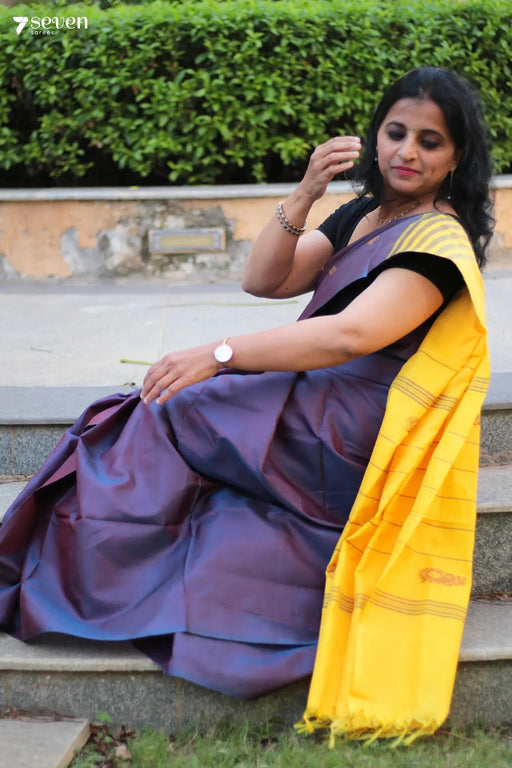 Lost in thought Chinnalampatti Purple Art Silk Saree - Seven Sarees - Saree - Seven Sarees