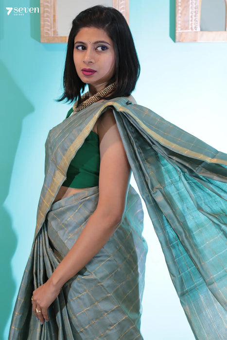 Lotus Leaf Chattisgarh Green Pure Tussar Silk Saree | Silk Mark Certified - Seven Sarees - Saree - Seven Sarees