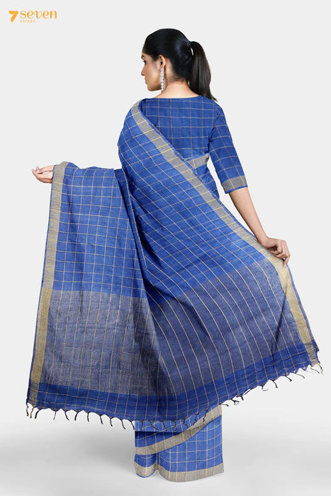 Magnolia Chattisgarh Blue Pure Tussar Silk Saree | Silk Mark Certified - Seven Sarees - Saree - Seven Sarees