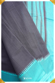 Maithreyi Mangalagiri Handloom Black/Blue Pure Cotton Saree - Seven Sarees - Saree - Seven Sarees