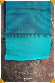 Maithreyi Mangalagiri Handloom Black/Blue Pure Cotton Saree - Seven Sarees - Saree - Seven Sarees