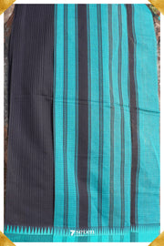 Maithreyi Mangalagiri Handloom Black/Blue Pure Cotton Saree - Seven Sarees - Saree - Seven Sarees