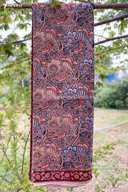 Malle Puvvu Hand Block Kalamkari 100% Soft Cotton saree - Seven Sarees - Saree - Seven Sarees