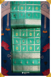 Manam Handloom Venkatagiri Pattu 100% Pure Silk Turquoise Saree | Silk Mark Certified - Seven Sarees - Seven Sarees