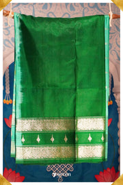 Manam Handloom Venkatagiri Pattu 100% Pure Silk Turquoise Saree | Silk Mark Certified - Seven Sarees - Seven Sarees