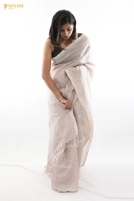 Manasa Mangalagiri Handloom Cream Silk Cotton Saree - Seven Sarees - Saree - Seven Sarees