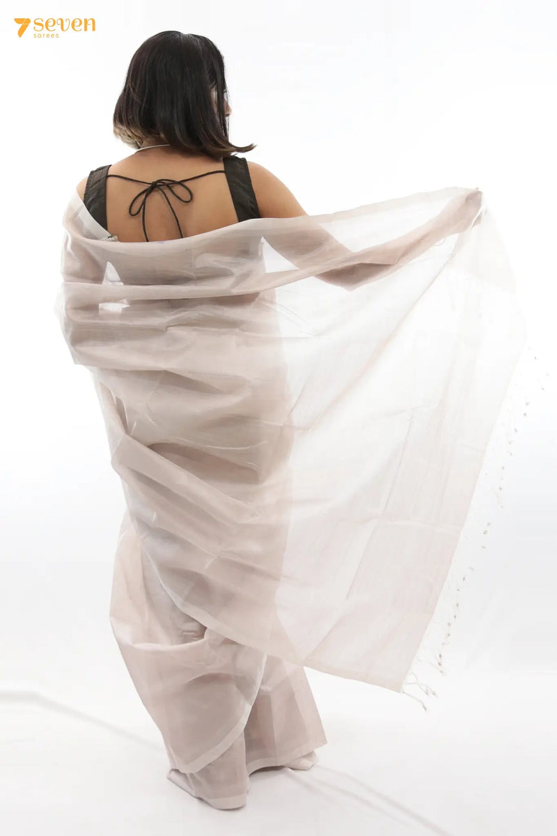 Manasa Mangalagiri Handloom Cream Silk Cotton Saree - Seven Sarees - Saree - Seven Sarees