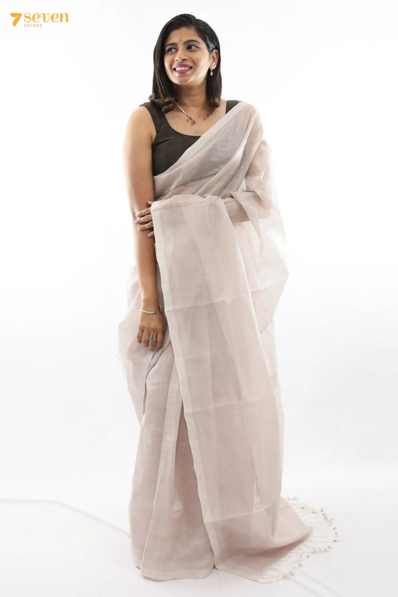 Manasa Mangalagiri Handloom Cream Silk Cotton Saree - Seven Sarees - Saree - Seven Sarees