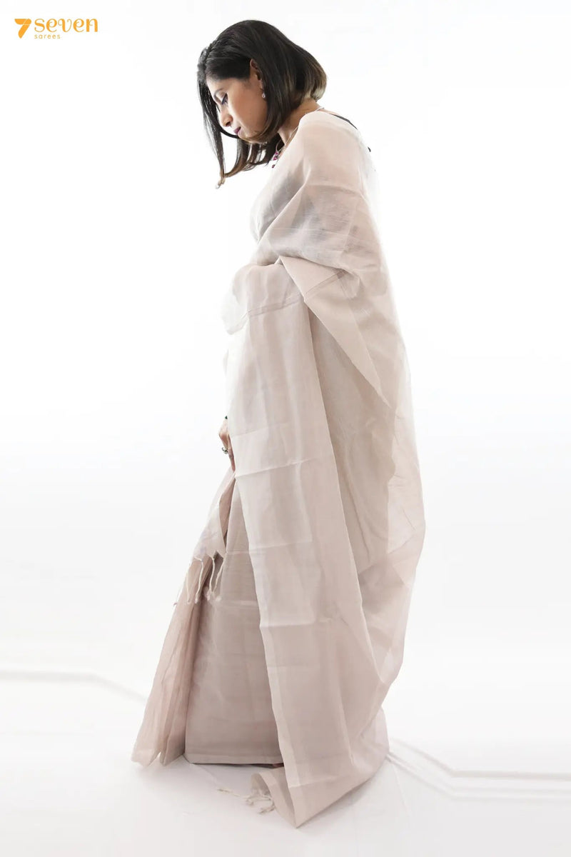 Manasa Mangalagiri Handloom Cream Silk Cotton Saree - Seven Sarees - Saree - Seven Sarees