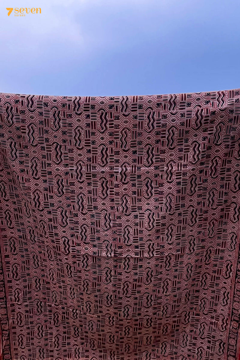 Mandara Hand Block Kalamkari 100% Soft Cotton saree - Seven Sarees - Saree - Seven Sarees