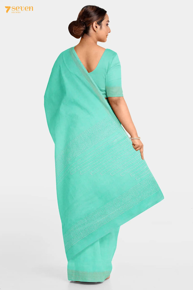 Marguerita Chattisgarh Turquoise Pure Tussar Silk Saree | Silk Mark Certified - Seven Sarees - Saree - Seven Sarees