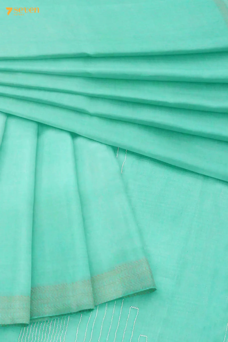 Marguerita Chattisgarh Turquoise Pure Tussar Silk Saree | Silk Mark Certified - Seven Sarees - Saree - Seven Sarees