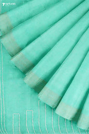 Marguerita Chattisgarh Turquoise Pure Tussar Silk Saree | Silk Mark Certified - Seven Sarees - Saree - Seven Sarees