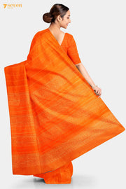 Marigold Chattisgarh Orange Pure Tussar Silk Saree | Silk Mark Certified - Seven Sarees - Saree - Seven Sarees