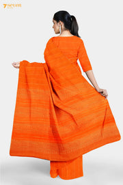 Marigold Chattisgarh Orange Pure Tussar Silk Saree | Silk Mark Certified - Seven Sarees - Saree - Seven Sarees