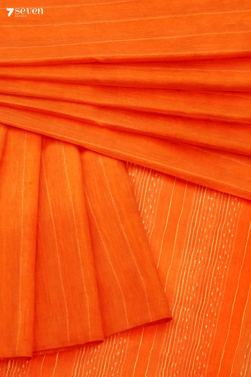 Marigold Chattisgarh Orange Pure Tussar Silk Saree | Silk Mark Certified - Seven Sarees - Saree - Seven Sarees
