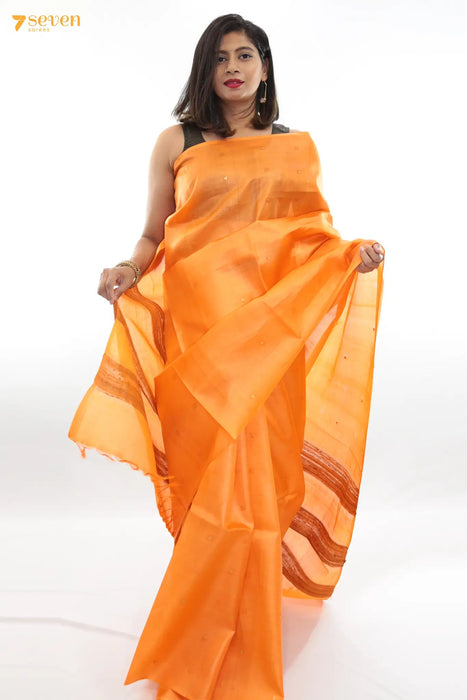 Marigold's love Chattisgarh Yellow Pure Tussar Silk Saree | Silk Mark Certified - Seven Sarees - Saree - Seven Sarees