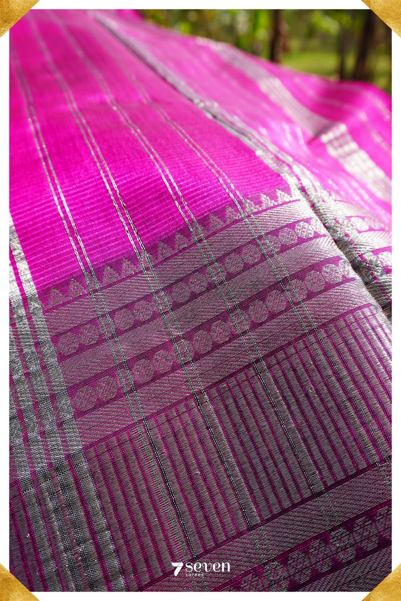 Maya Mangalagiri Handloom Pink Silk-Cotton Saree - Seven Sarees - Saree - Seven Sarees