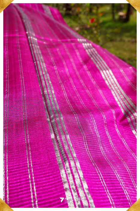 Maya Mangalagiri Handloom Pink Silk-Cotton Saree - Seven Sarees - Saree - Seven Sarees