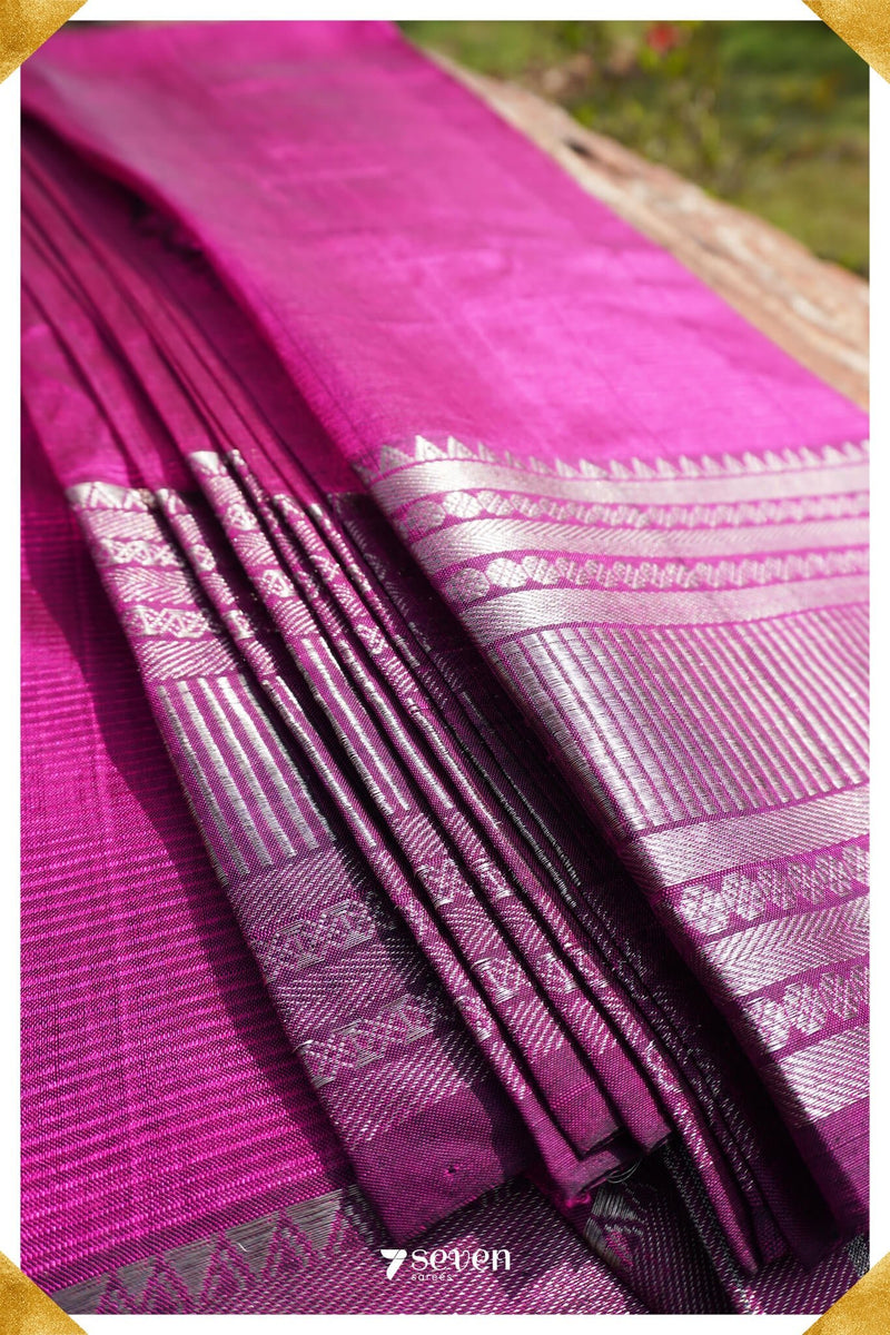 Maya Mangalagiri Handloom Pink Silk-Cotton Saree - Seven Sarees - Saree - Seven Sarees