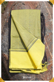 Medha Mangalagiri Handloom Black/Yellow Pure Cotton Saree - Seven Sarees - Saree - Seven Sarees