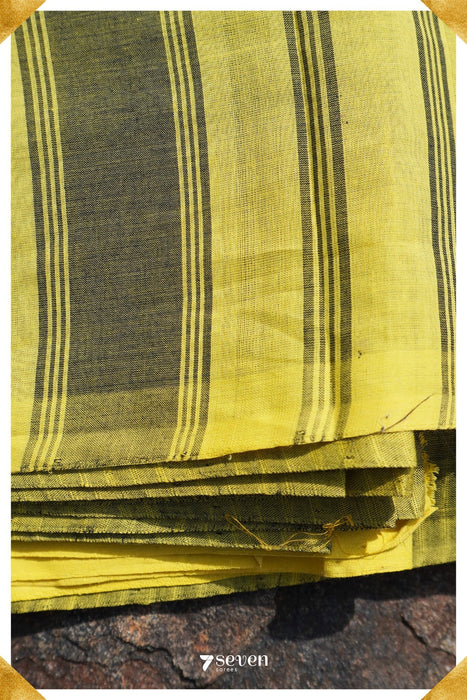 Medha Mangalagiri Handloom Black/Yellow Pure Cotton Saree - Seven Sarees - Saree - Seven Sarees