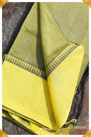 Medha Mangalagiri Handloom Black/Yellow Pure Cotton Saree - Seven Sarees - Saree - Seven Sarees