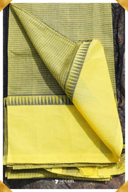 Medha Mangalagiri Handloom Black/Yellow Pure Cotton Saree - Seven Sarees - Saree - Seven Sarees