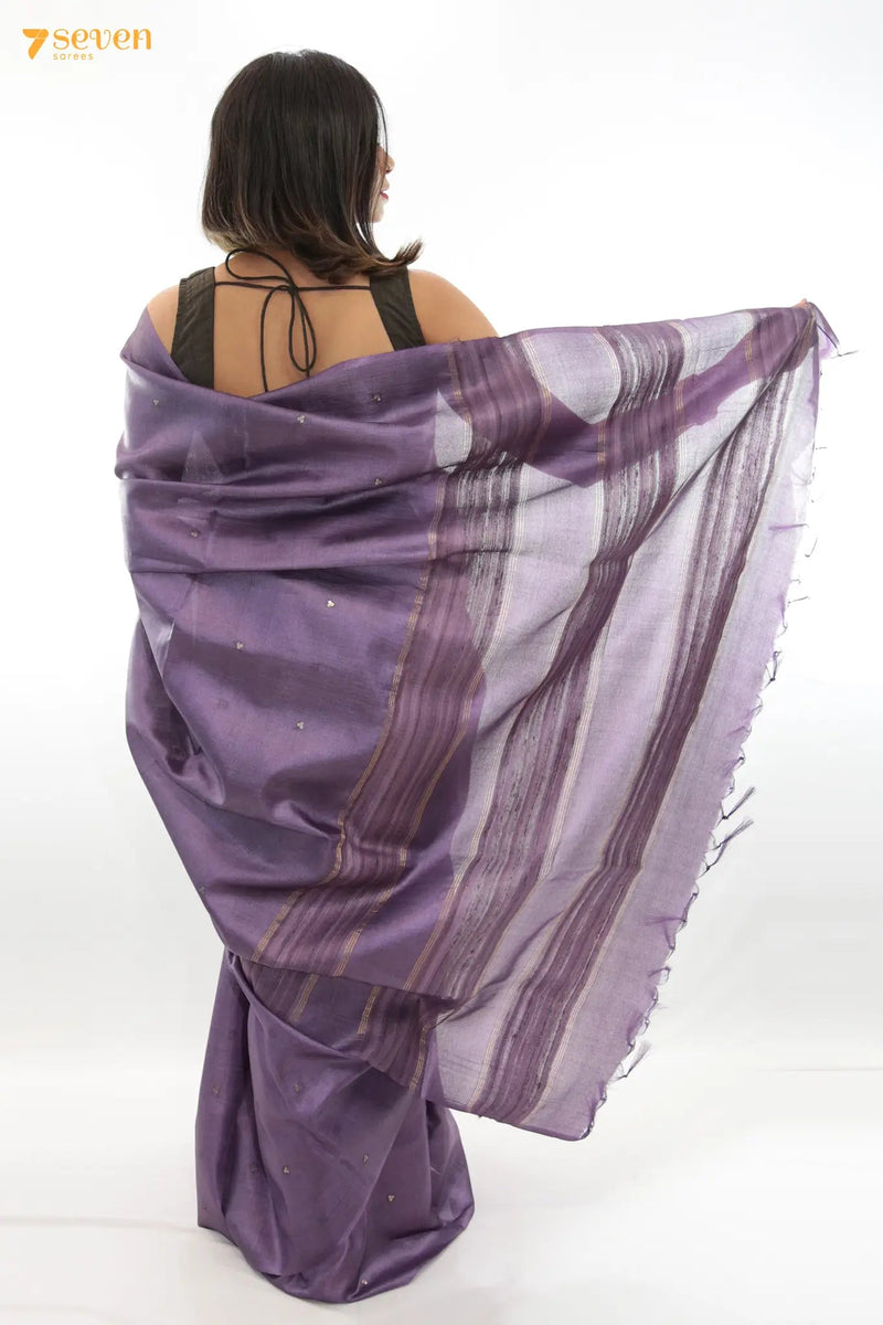 Mermaid's kiss Chattisgarh Purple Pure Tussar Silk Saree | Silk Mark Certified - Seven Sarees - Saree - Seven Sarees
