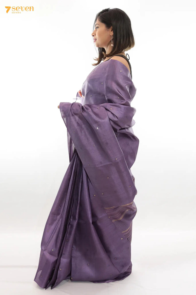Mermaid's kiss Chattisgarh Purple Pure Tussar Silk Saree | Silk Mark Certified - Seven Sarees - Saree - Seven Sarees