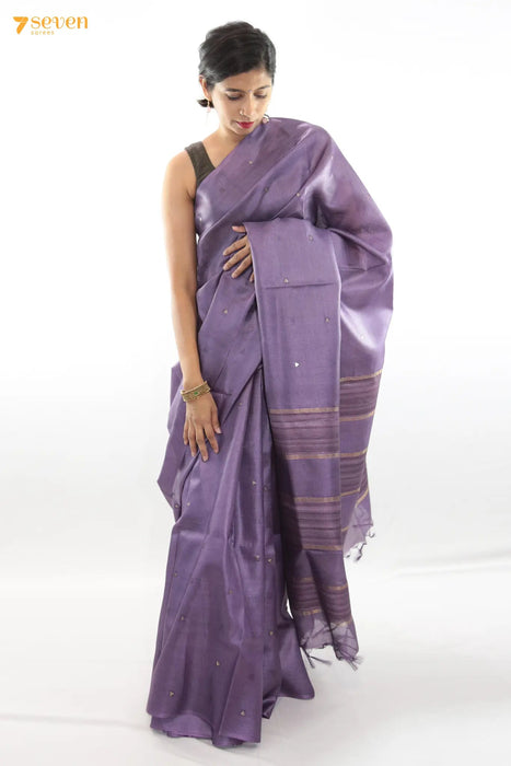 Mermaid's kiss Chattisgarh Purple Pure Tussar Silk Saree | Silk Mark Certified - Seven Sarees - Saree - Seven Sarees