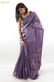 Mermaid's kiss Chattisgarh Purple Pure Tussar Silk Saree | Silk Mark Certified - Seven Sarees - Saree - Seven Sarees