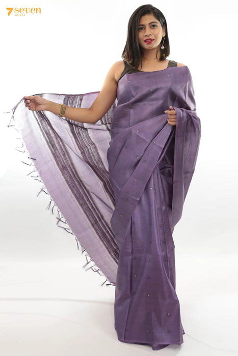 Mermaid's kiss Chattisgarh Purple Pure Tussar Silk Saree | Silk Mark Certified - Seven Sarees - Saree - Seven Sarees