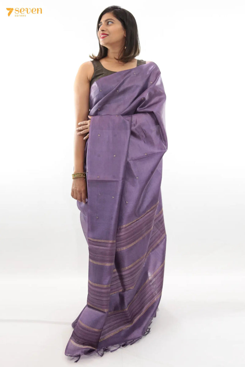 Mermaid's kiss Chattisgarh Purple Pure Tussar Silk Saree | Silk Mark Certified - Seven Sarees - Saree - Seven Sarees